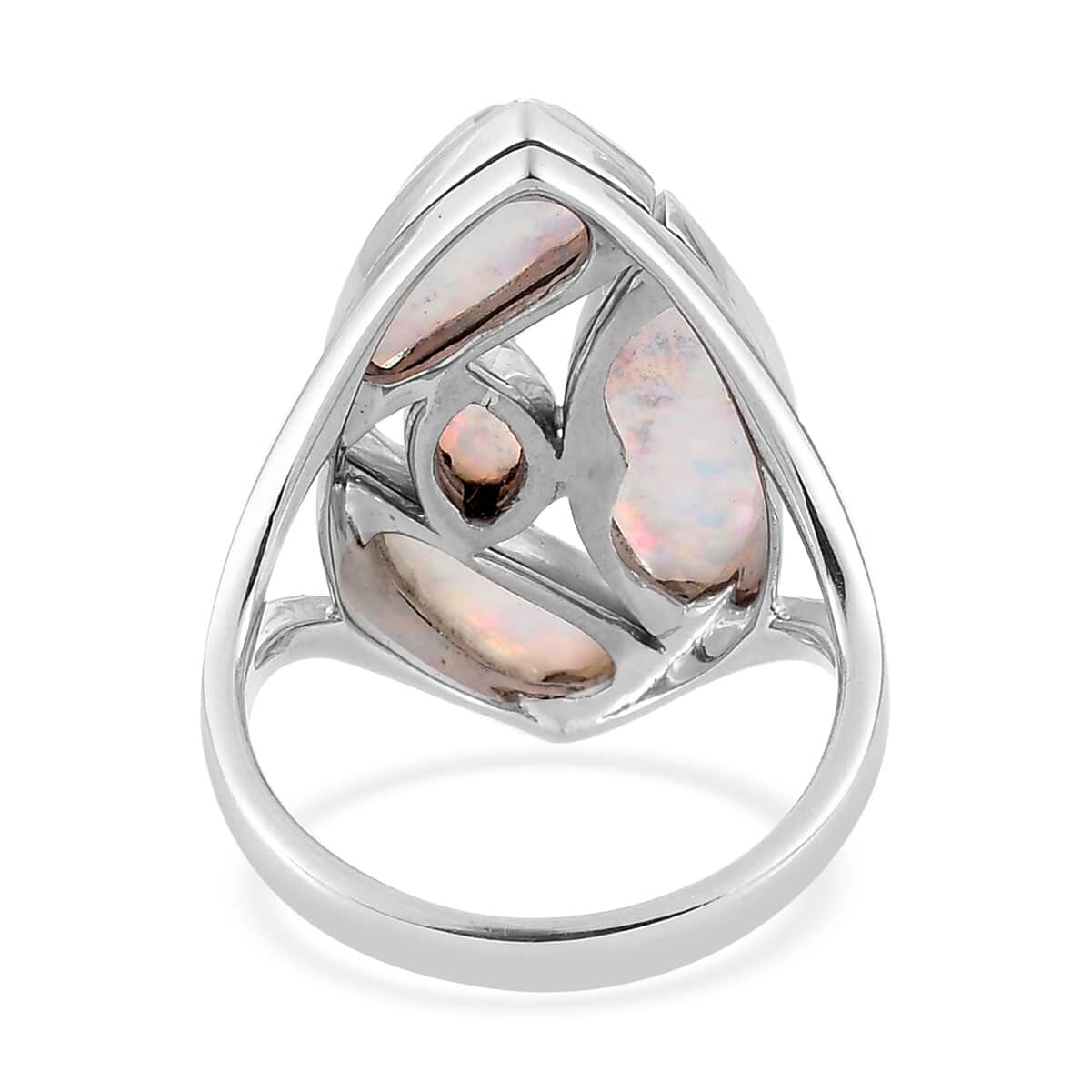 SAJEN SILVER Quartz Doublet Simulated White Opal Ring in Platinum Over Sterling Silver (Size 10.0) 6.75 ctw image number 4