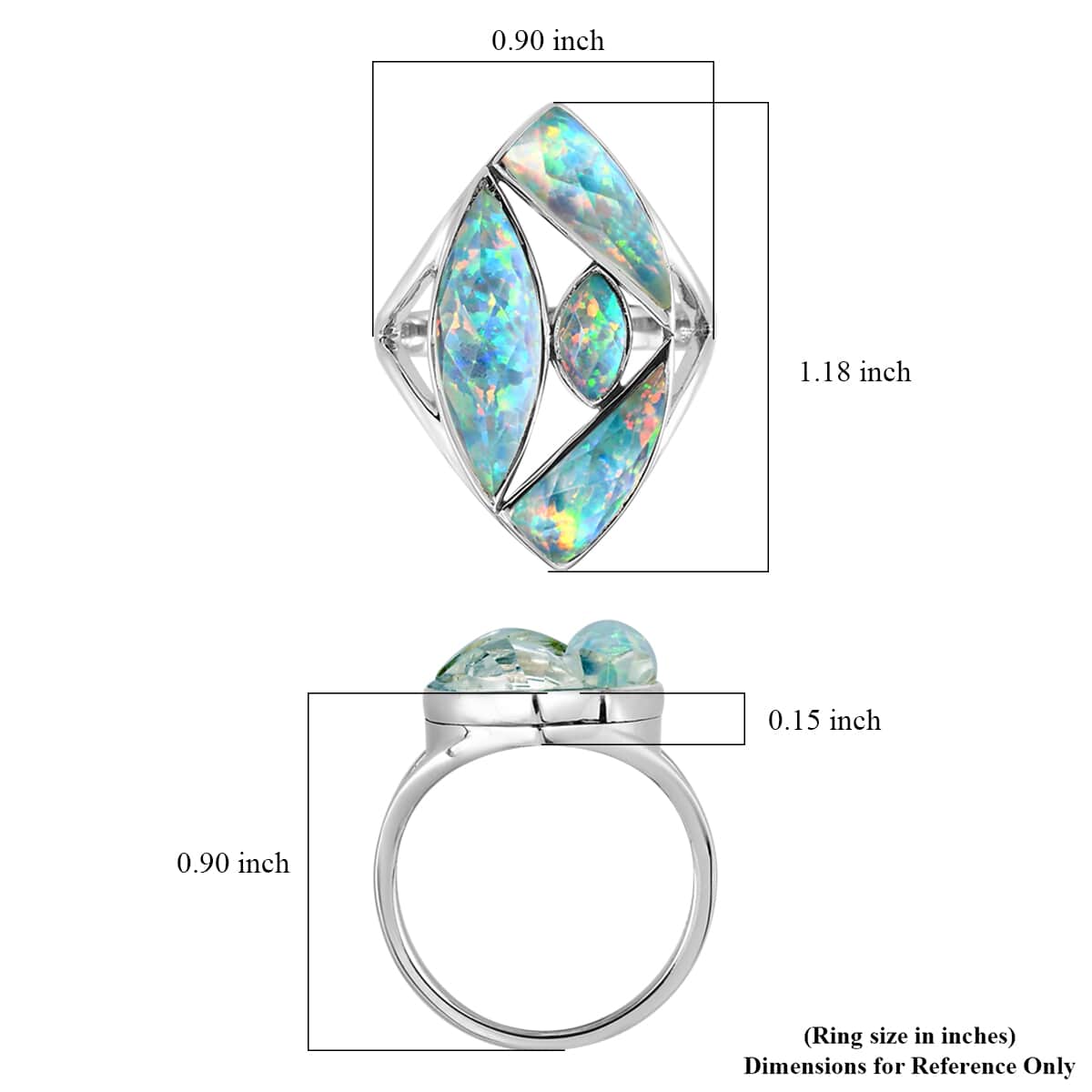 SAJEN SILVER Quartz Doublet Simulated White Opal Ring in Platinum Over Sterling Silver (Size 10.0) 6.75 ctw image number 5