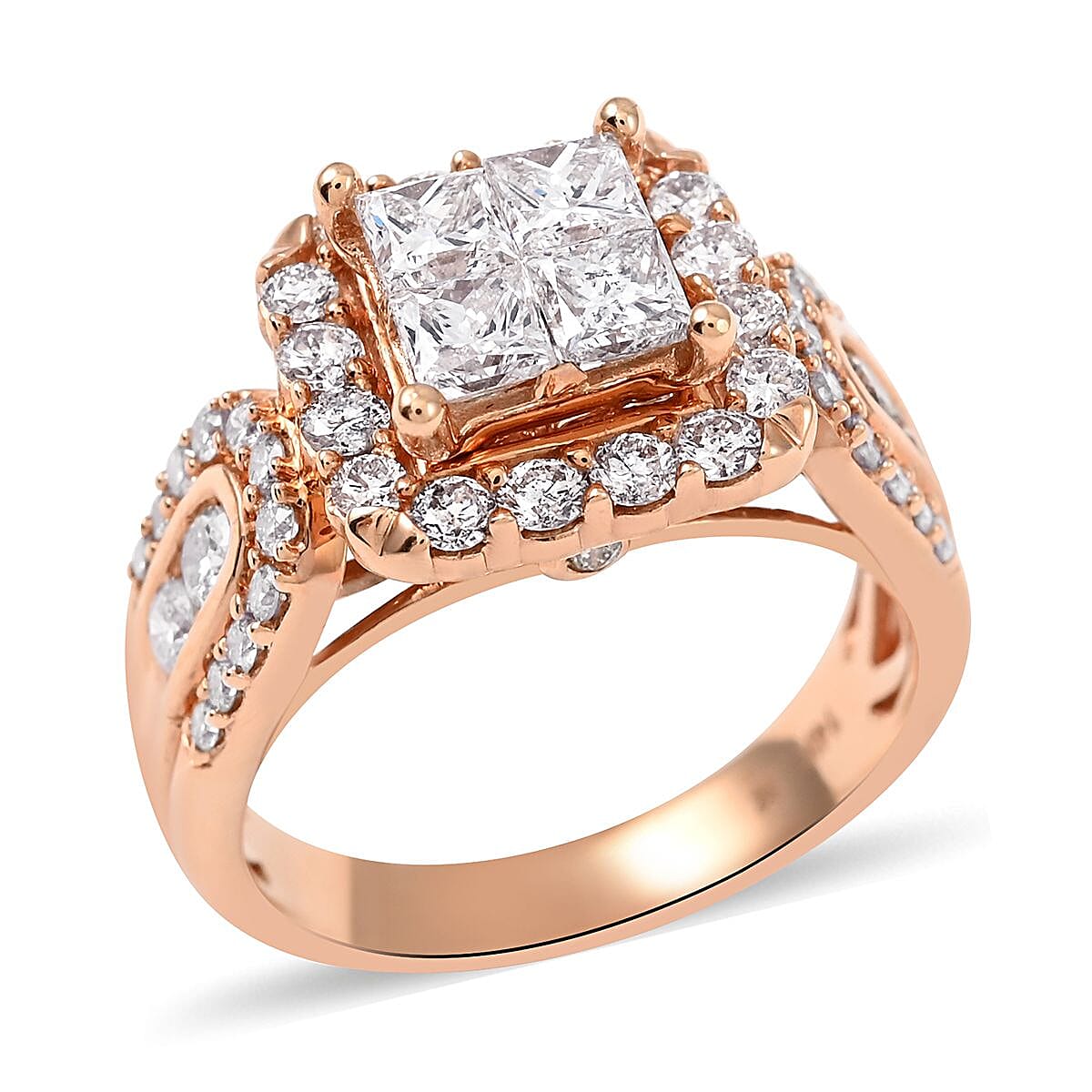 NY Closeout 14K Rose Gold G-H I2 Diamond Ring (Size 7.0) 7.25 Grams 2.00 ctw image number 0