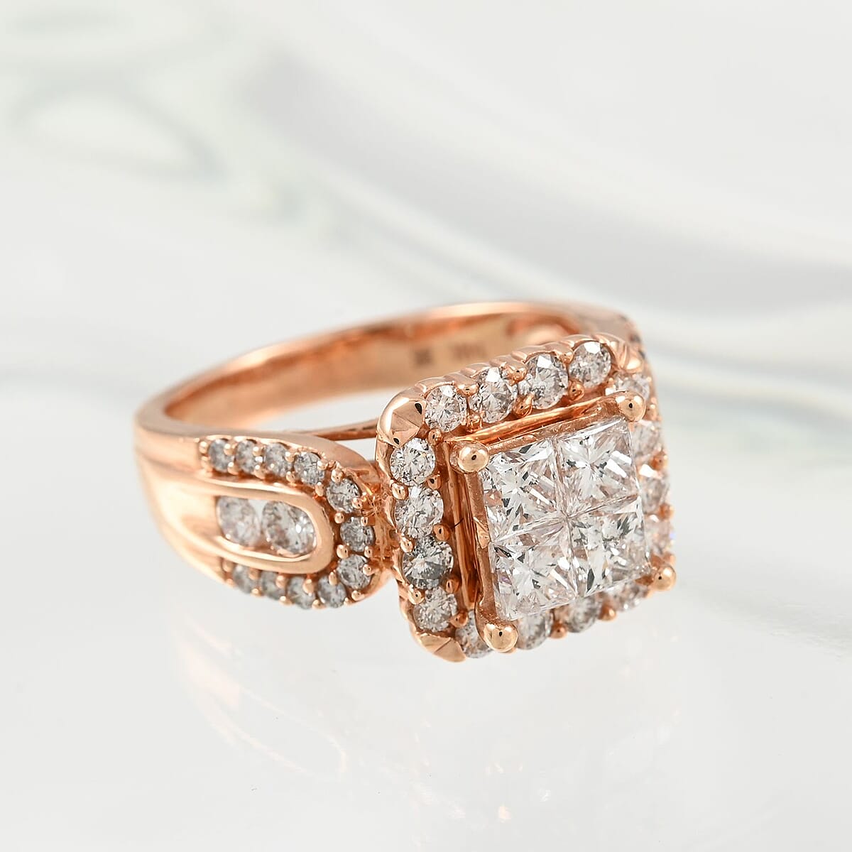 NY Closeout 14K Rose Gold G-H I2 Diamond Ring (Size 7.0) 7.25 Grams 2.00 ctw image number 1