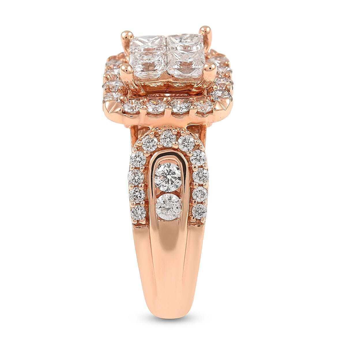 NY Closeout 14K Rose Gold G-H I2 Diamond Ring (Size 7.0) 7.25 Grams 2.00 ctw image number 3