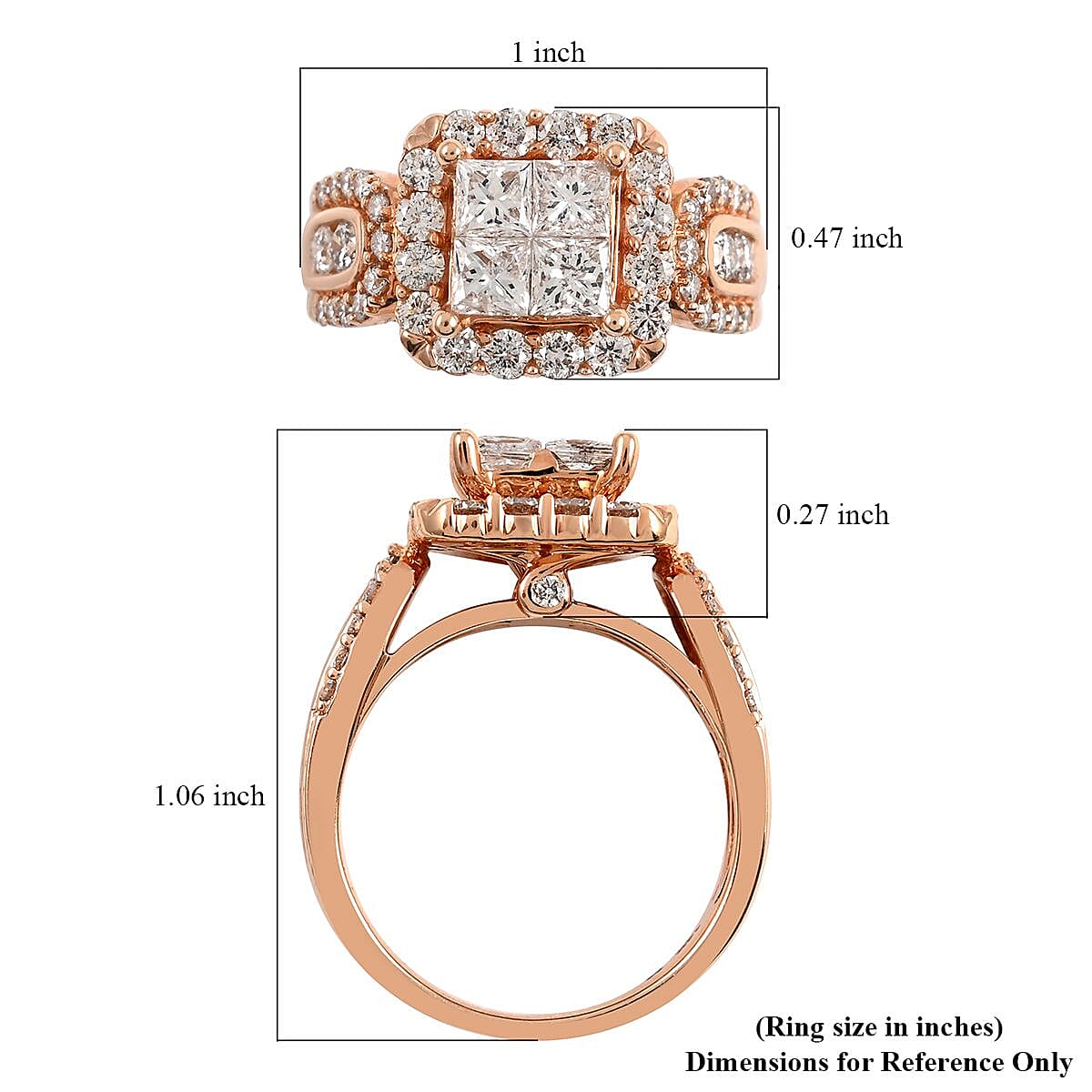 NY Closeout 14K Rose Gold G-H I2 Diamond Ring (Size 7.0) 7.25 Grams 2.00 ctw image number 4