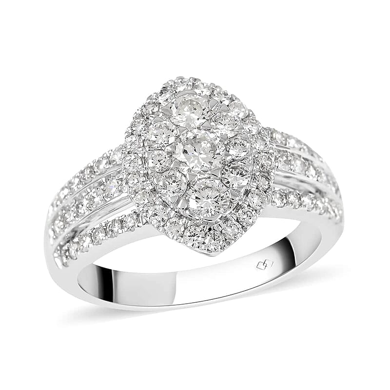 NY Closeout Diamond E-F VS 1.25 ctw Ring in 14K White Gold (Size 6.0) 4.65 Grams