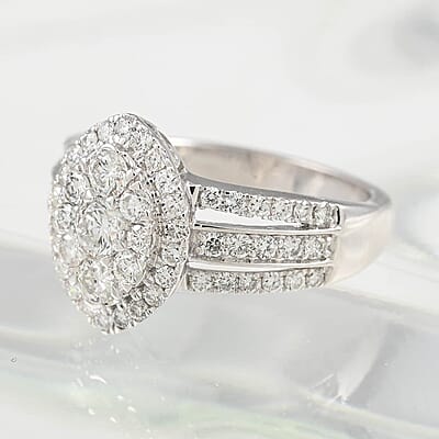 NY Closeout Diamond E-F VS 1.25 ctw Ring in 14K White Gold (Size 6.0) 4.65 Grams