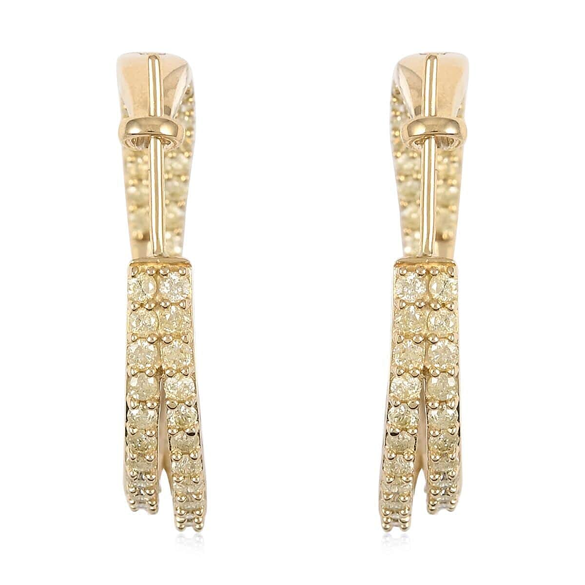 NY Closeout 10K Yellow Gold Natural Yellow Diamond I3 Twisted Inside Out Hoop Earrings 11.2 Grams 3.00 ctw
