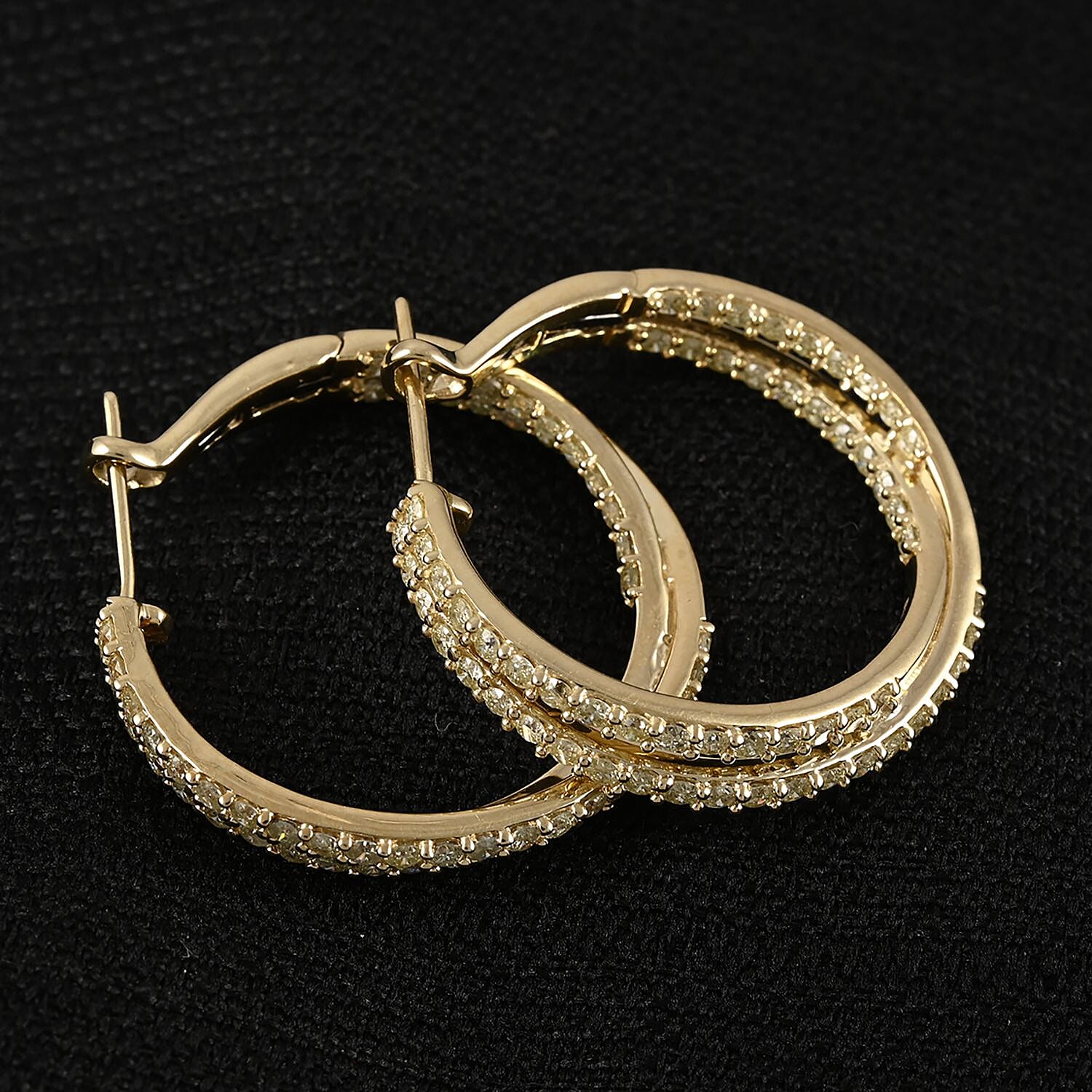 NY Closeout 10K Yellow Gold Natural Yellow Diamond I3 Twisted Inside Out Hoop Earrings 11.2 Grams 3.00 ctw