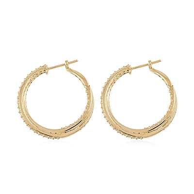 NY Closeout 10K Yellow Gold Natural Yellow Diamond I3 Twisted Inside Out Hoop Earrings 11.2 Grams 3.00 ctw