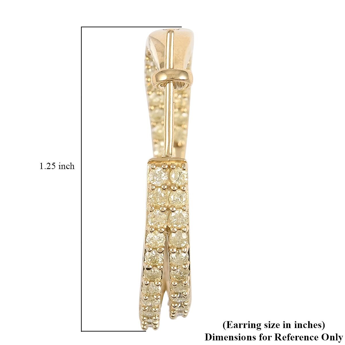 NY Closeout 10K Yellow Gold Natural Yellow Diamond I3 Twisted Inside Out Hoop Earrings 11.2 Grams 3.00 ctw image number 3