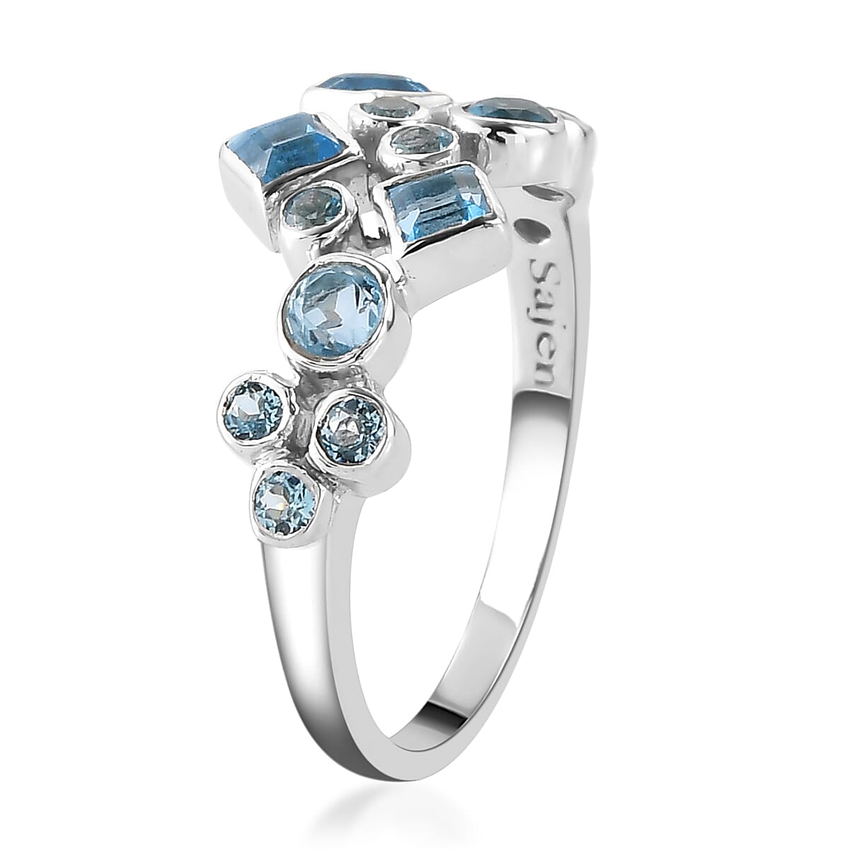 Sajen Silver Celestial Swiss Blue Mystic Quartz and Swiss Blue Topaz Ring in Platinum Over Sterling Silver (Size 10.0) 1.40 ctw image number 3