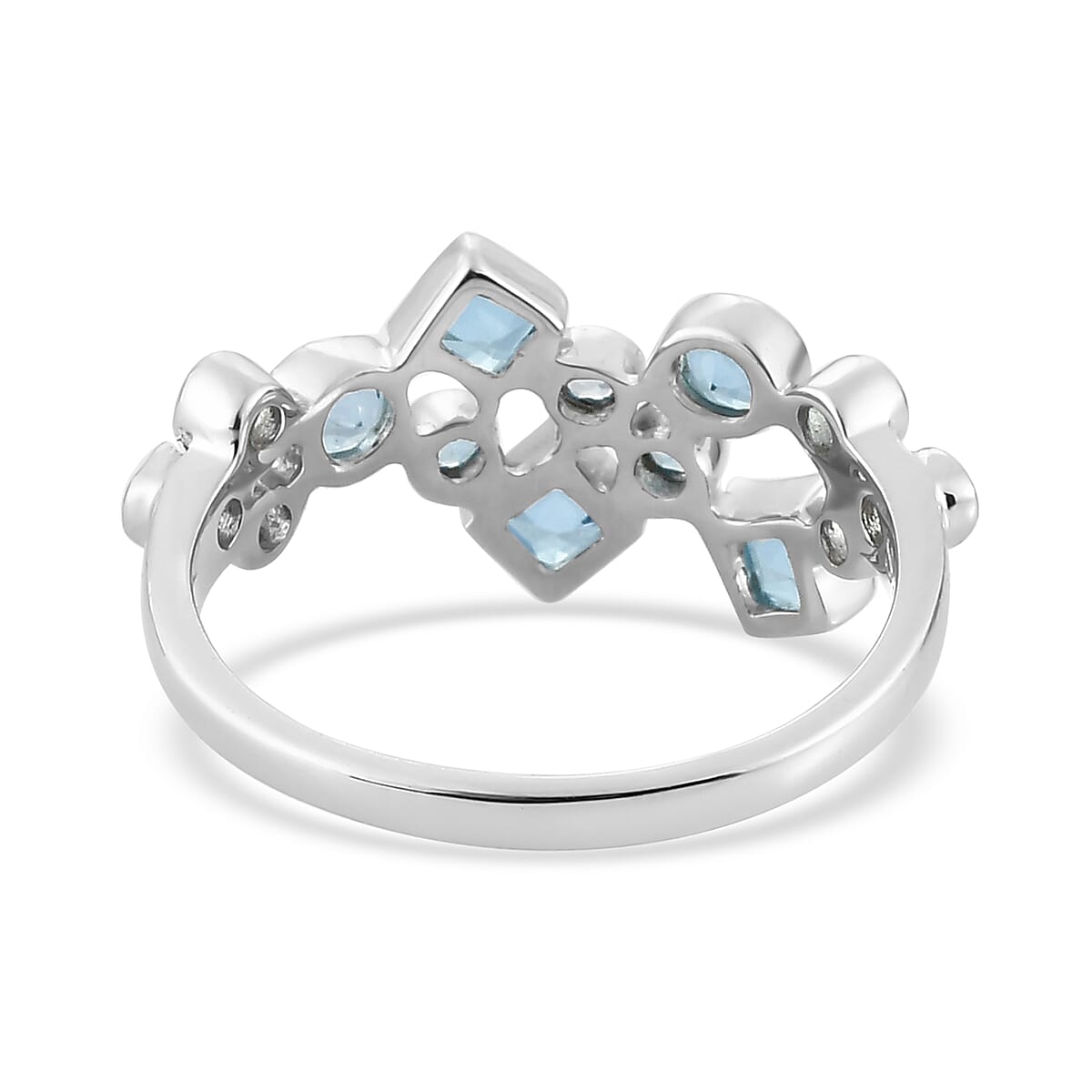 Sajen Silver Celestial Swiss Blue Mystic Quartz and Swiss Blue Topaz Ring in Platinum Over Sterling Silver (Size 10.0) 1.40 ctw image number 4