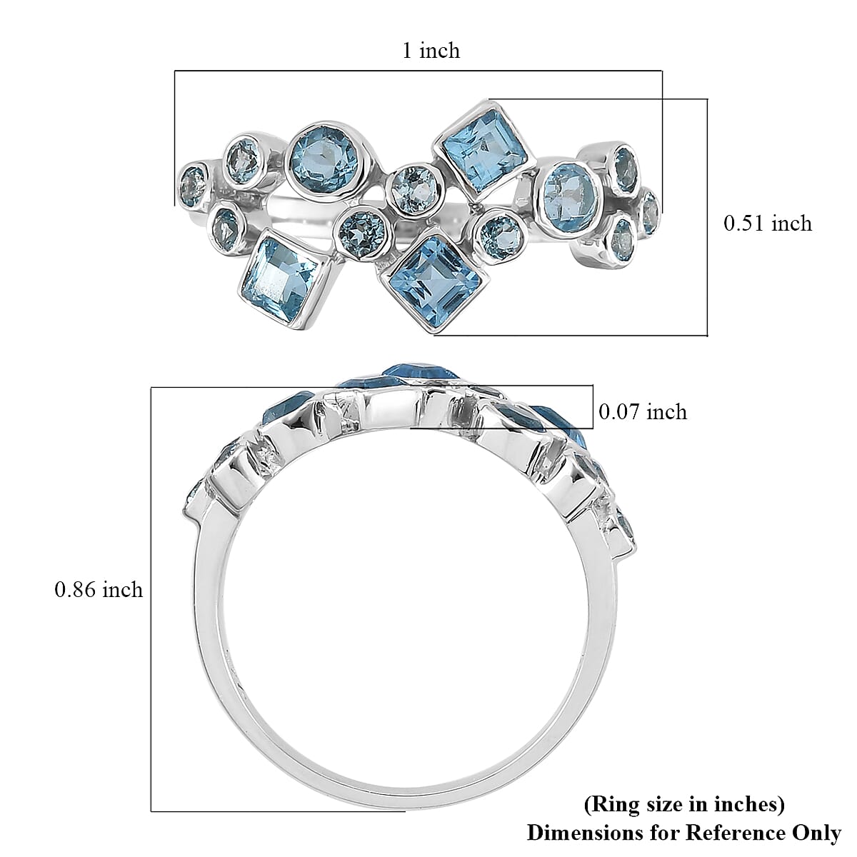 Sajen Silver Celestial Swiss Blue Mystic Quartz and Swiss Blue Topaz Ring in Platinum Over Sterling Silver (Size 10.0) 1.40 ctw image number 5