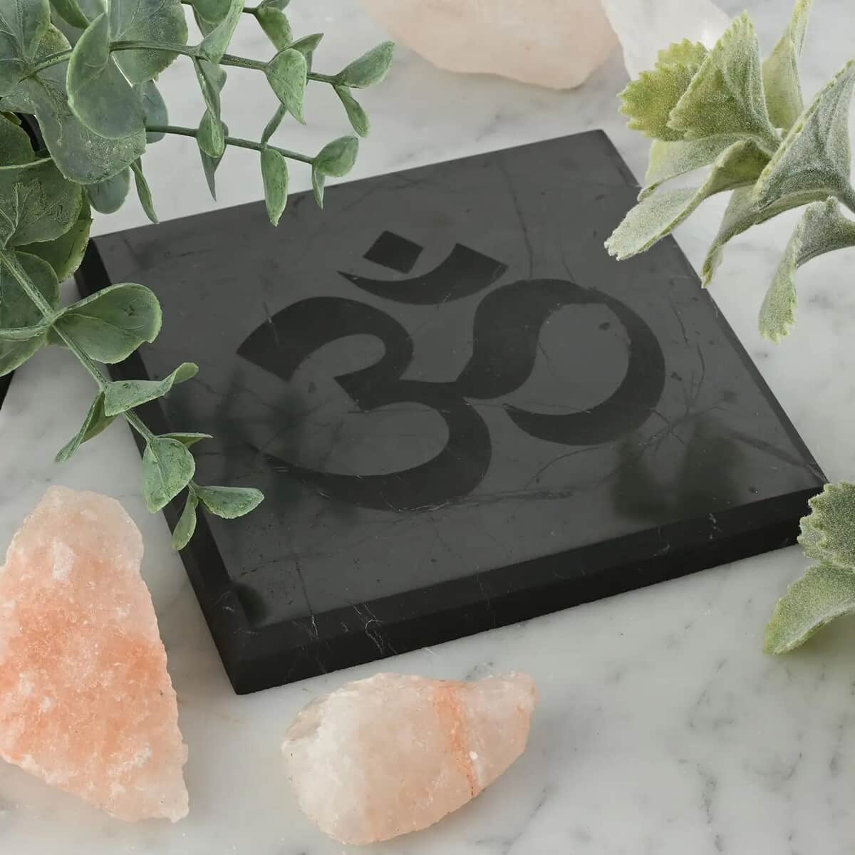 Shungite OM Square Tile 10cm Approx. 1330 ctw image number 1