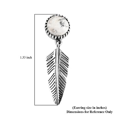 White Buffalo Feather Earrings in Sterling Silver 4.00 ctw