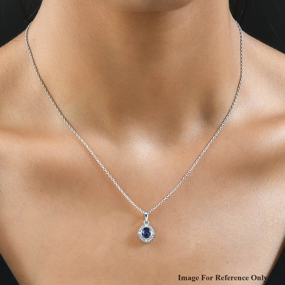 RHAPSODY 950 Platinum AAAA Tanzanian Color Change Sapphire and E-F VS2 Diamond Pendant with Free UV Torch 1.00 ctw image number 2