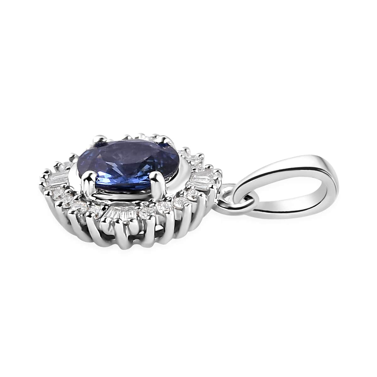 RHAPSODY 950 Platinum AAAA Tanzanian Color Change Sapphire and E-F VS2 Diamond Pendant with Free UV Torch 1.00 ctw image number 3