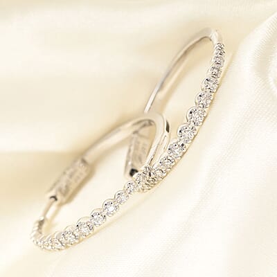 NY Closeout 10K White Gold Diamond Hoop Earrings 7.40 Grams 0.50 ctw