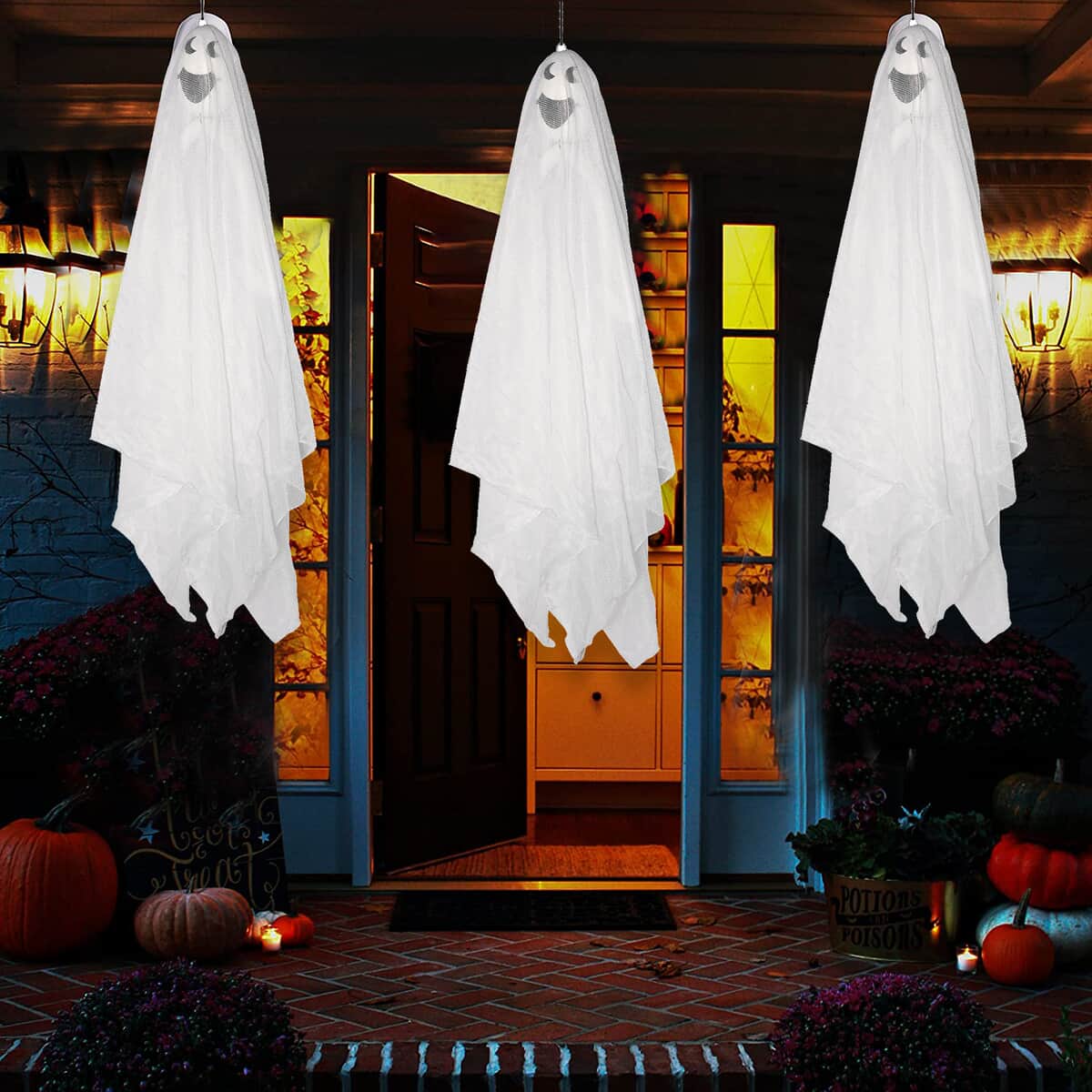 Halloween- Ghost Hanging Decor Faces -Smiling Face image number 1