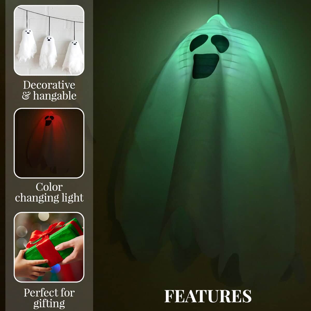 Halloween- 18 Inches Colorchange Light-up Hanging Paper Lantern Ghost image number 2