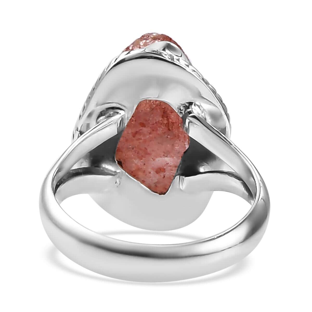 Artisan Crafted Rough Cut Natural Tanzanian Natronite Ring in Sterling Silver (Size 10.0) 7.30 ctw image number 4