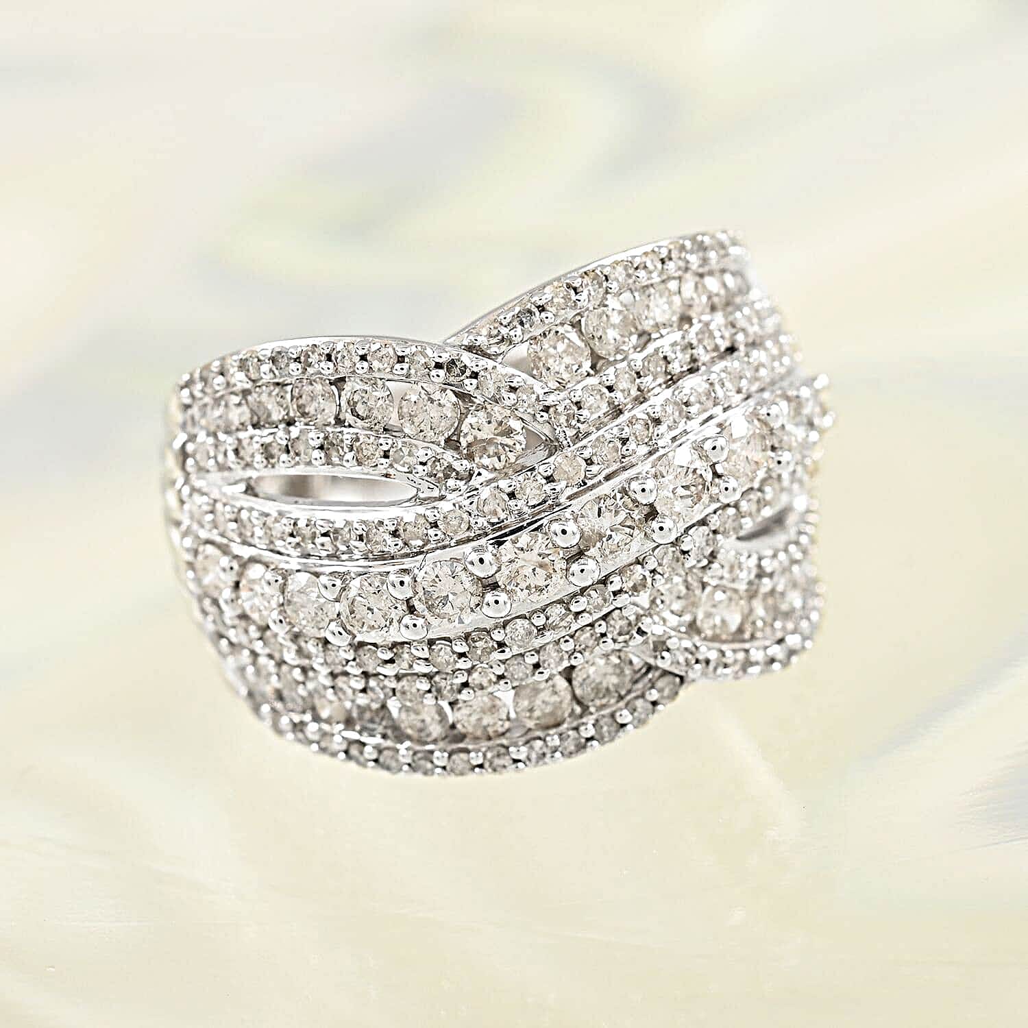 NY Closeout 10K White Gold Diamond Ring (Size 10.0) 6.35 Grams 2.00 ctw