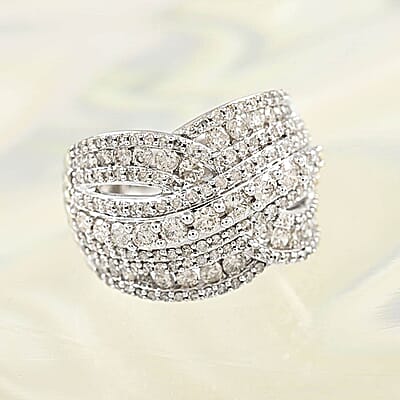 NY Closeout 10K White Gold Diamond Ring (Size 10.0) 6.35 Grams 2.00 ctw
