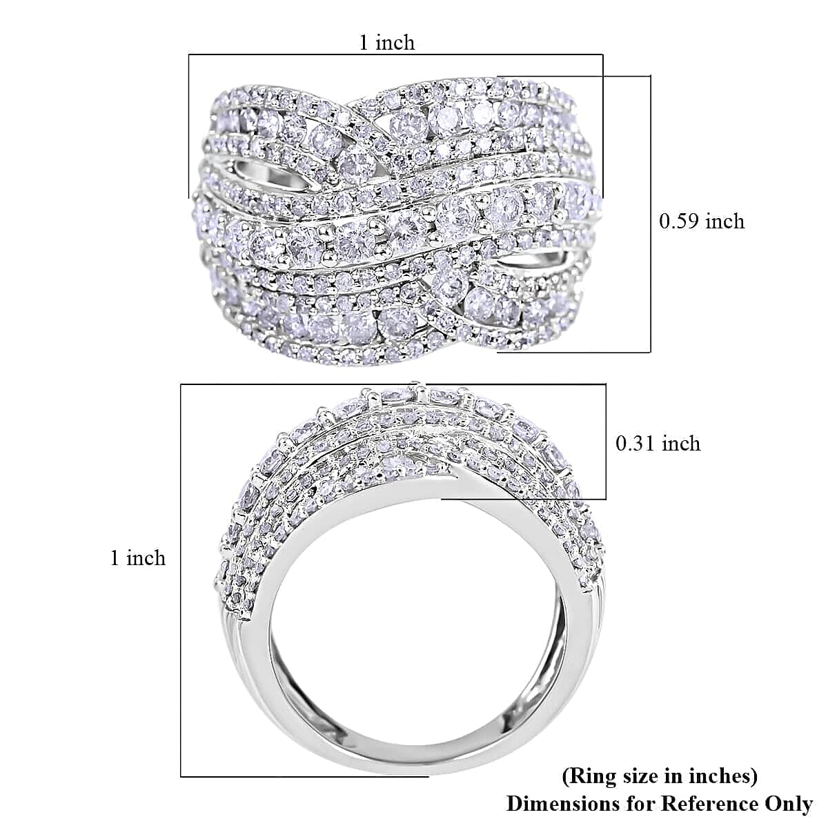 NY Closeout 10K White Gold Diamond Ring (Size 10.0) 6.35 Grams 2.00 ctw