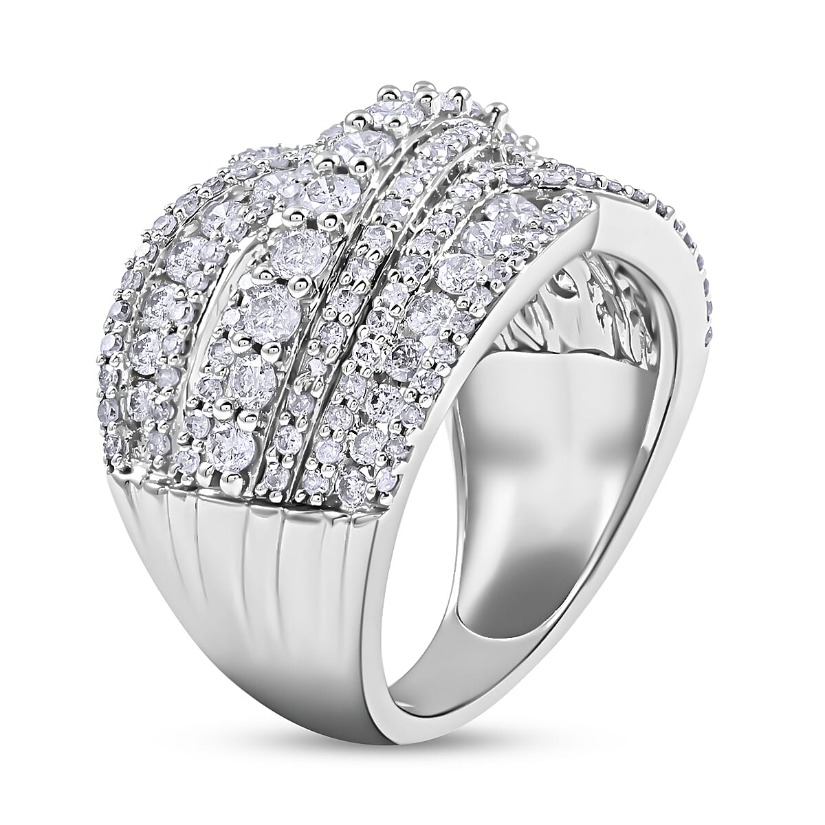 NY Closeout 10K White Gold Diamond Ring (Size 6.0) 6.35 Grams 2.00 ctw image number 3