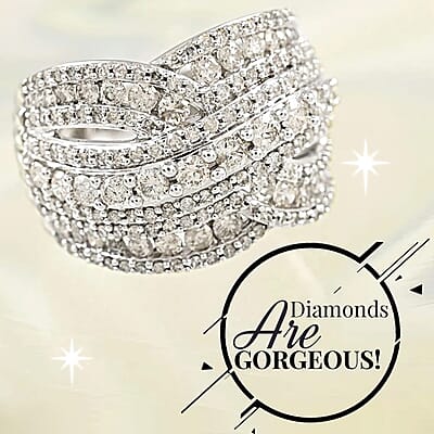 NY Closeout 10K White Gold Diamond Ring (Size 7.0) 6.35 Grams 2.00 ctw