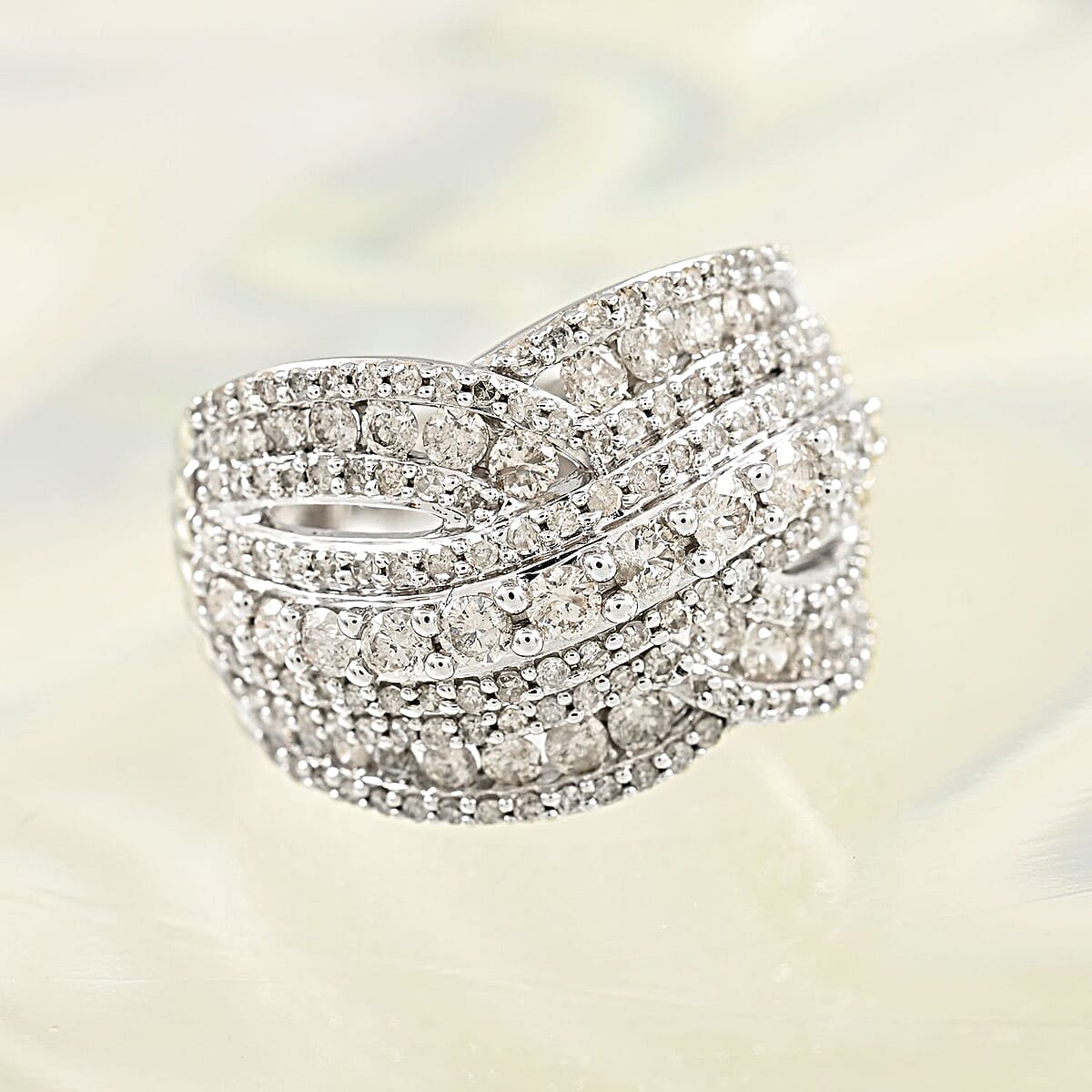 NY Closeout 10K White Gold Diamond Ring (Size 8.0) 6.35 Grams 2.00 ctw image number 1