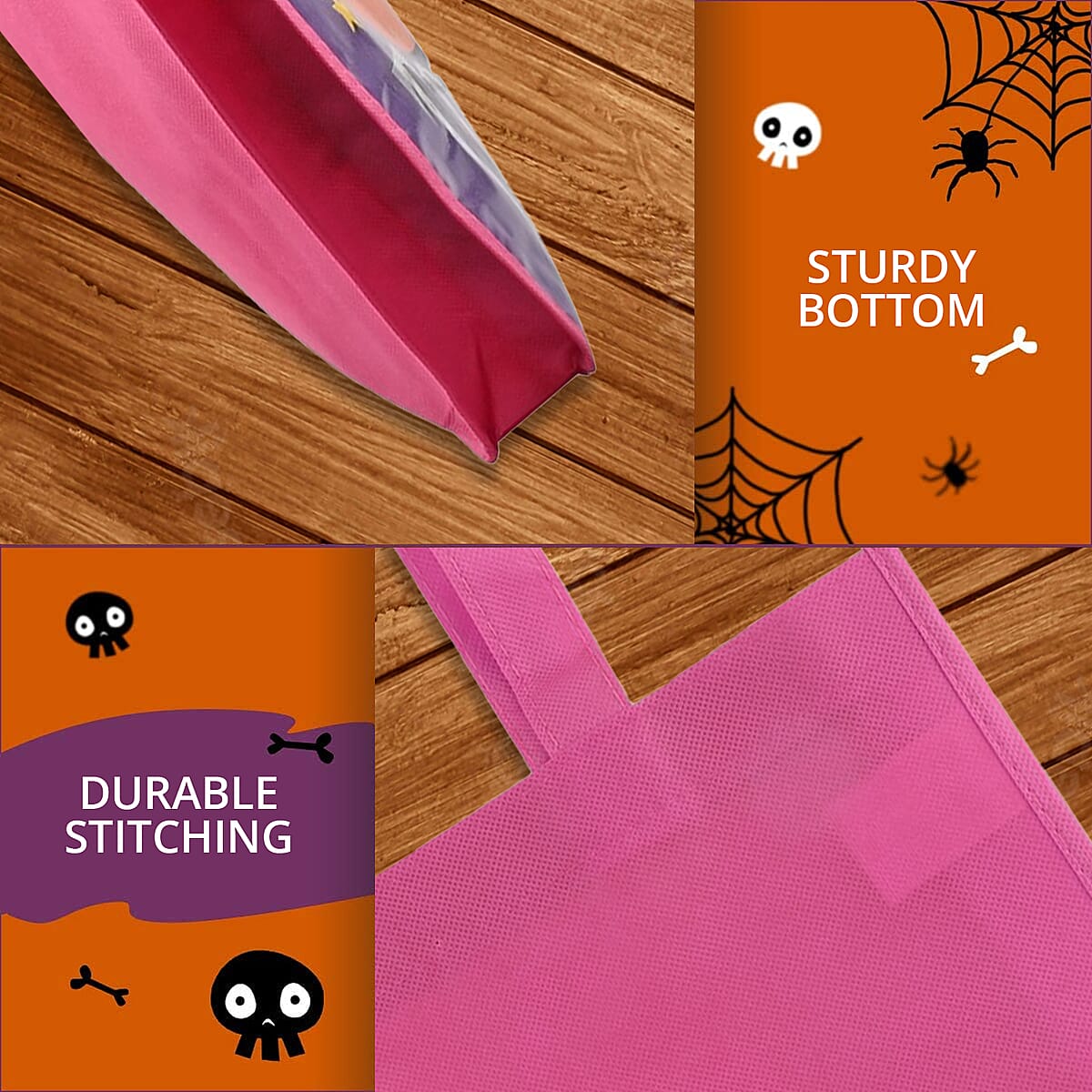 Halloween- Pumpkin w/ Candy Trick Or Treat Bag Shiny Coated Non Woven 12x13 W/2.5in Handle image number 3