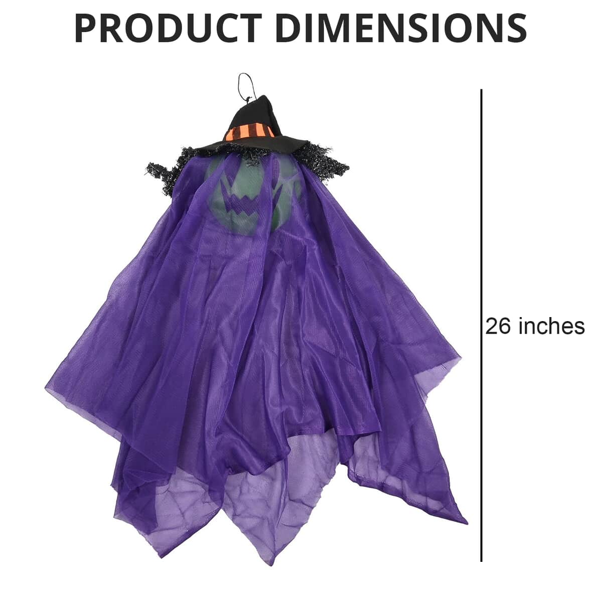 Halloween- Purple Hanging Light-Up Witch (26 Inch Batteries Included) image number 3