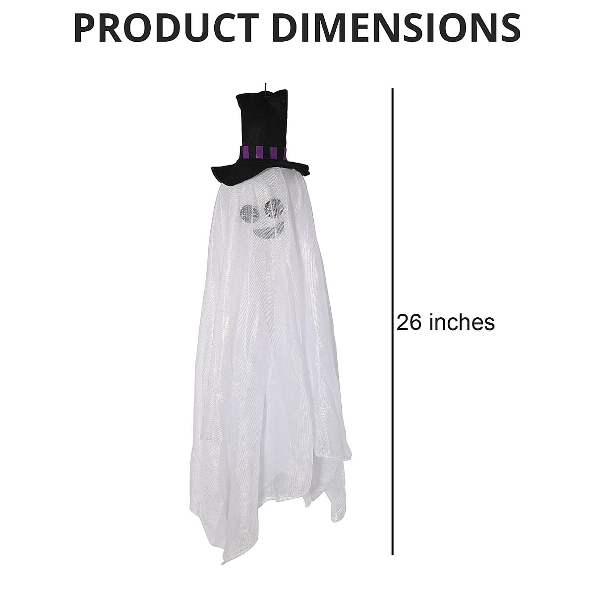 Halloween- White Hanging Light-Up Ghost (26 Inches Batteries Included) image number 3