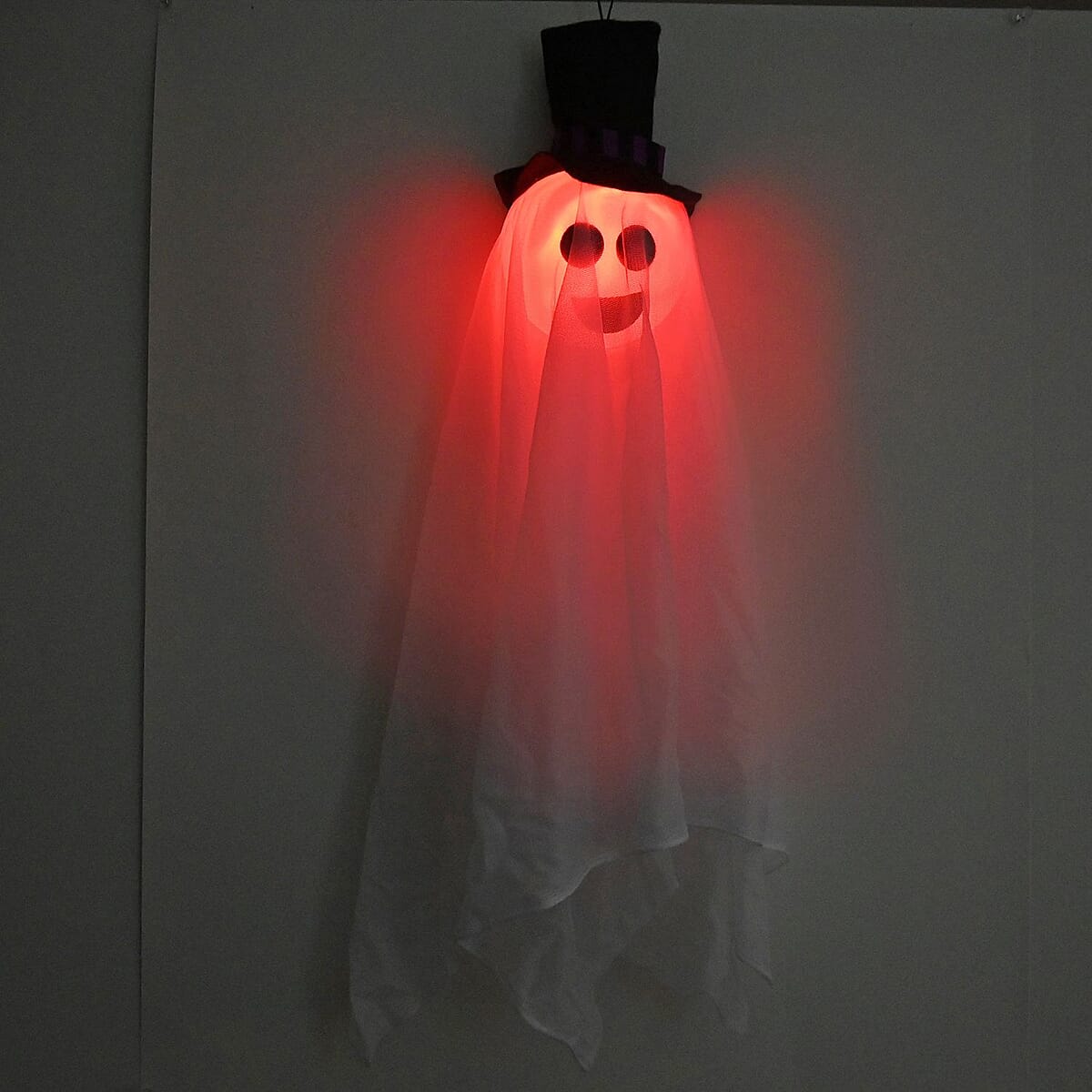 Halloween- White Hanging Light-Up Ghost (26 Inches Batteries Included) image number 4