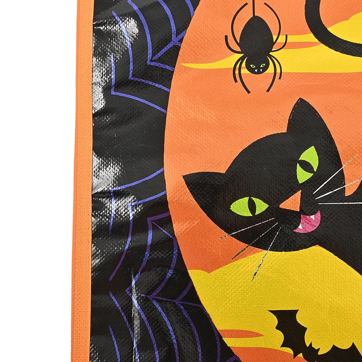 Halloween- Black Cat Trick Or Treat Bag Shiny Coated Non Woven W/2.5in Handle image number 6