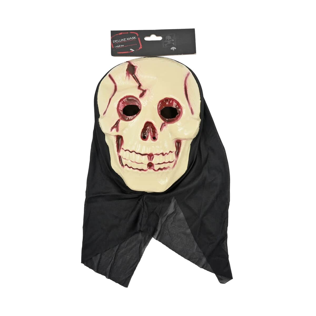 Halloween-Deluxe Realistic Skull Mask W/fabric Hood Adult Size image number 0