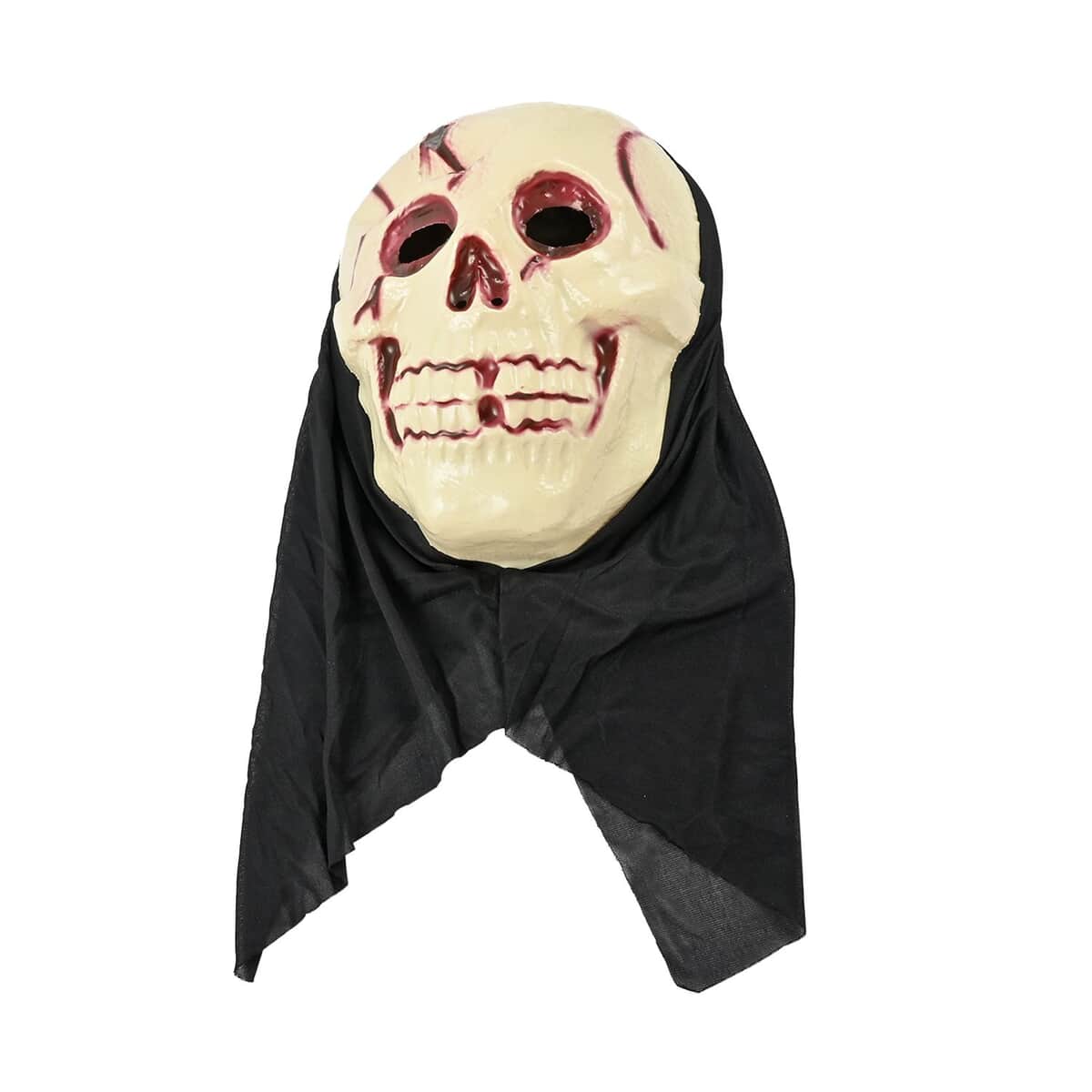 Halloween-Deluxe Realistic Skull Mask W/fabric Hood Adult Size image number 1