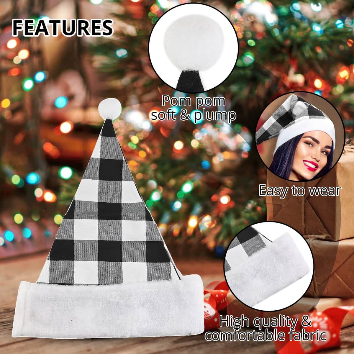 White and Black Buffalo Christmas Hat 16.5x12 Inches image number 2