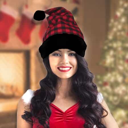 Red and Black Checkered Christmas Hat image number 1