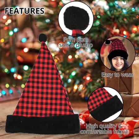 Red and Black Checkered Christmas Hat image number 2