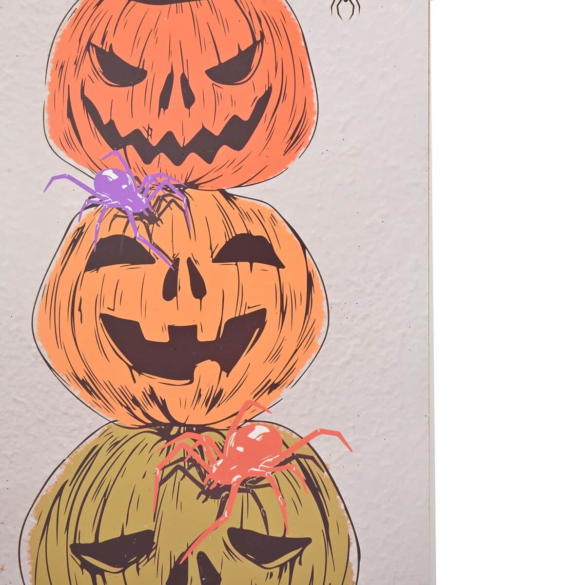 Halloween- Spooky Pumpkin w/ Orange Glitter Vertical Wall Plaque  image number 4