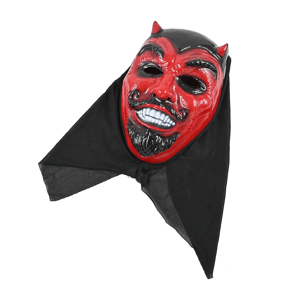 Halloween-Deluxe Realistic Red Scary Mask W/fabric Hood Adult Size | Halloween Hooded Mask | Horror Mask | Scary Halloween Mask image number 1