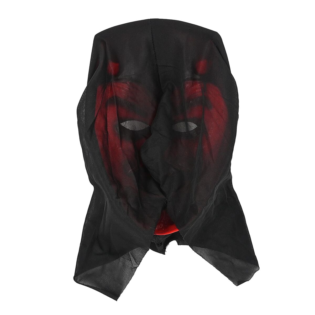 Halloween-Deluxe Realistic Red Scary Mask W/fabric Hood Adult Size | Halloween Hooded Mask | Horror Mask | Scary Halloween Mask image number 3