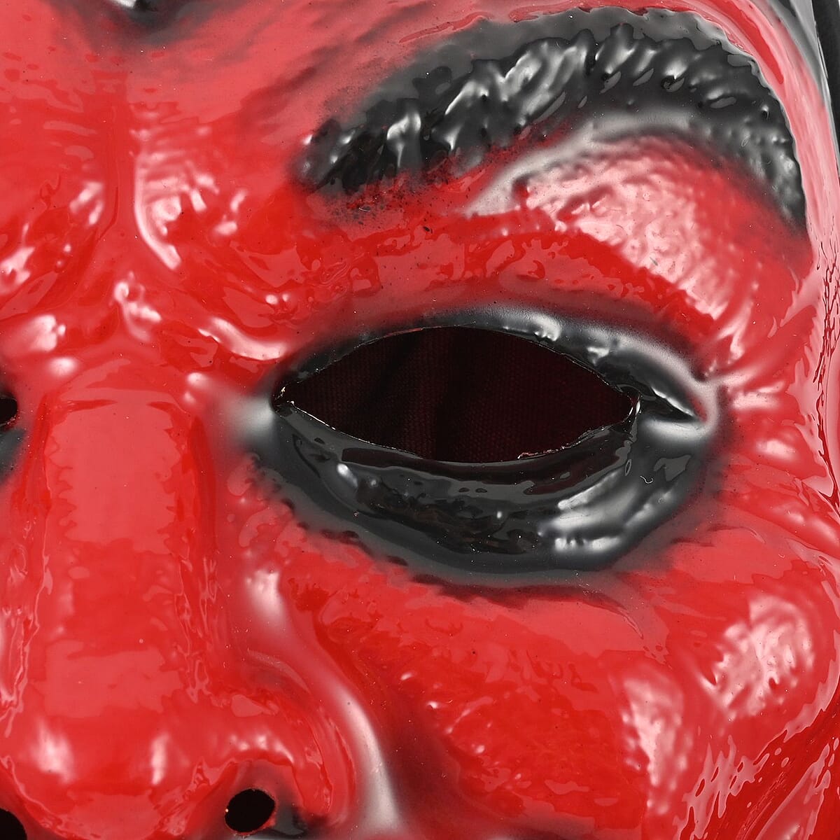 Halloween-Deluxe Realistic Red Scary Mask W/fabric Hood Adult Size | Halloween Hooded Mask | Horror Mask | Scary Halloween Mask image number 4