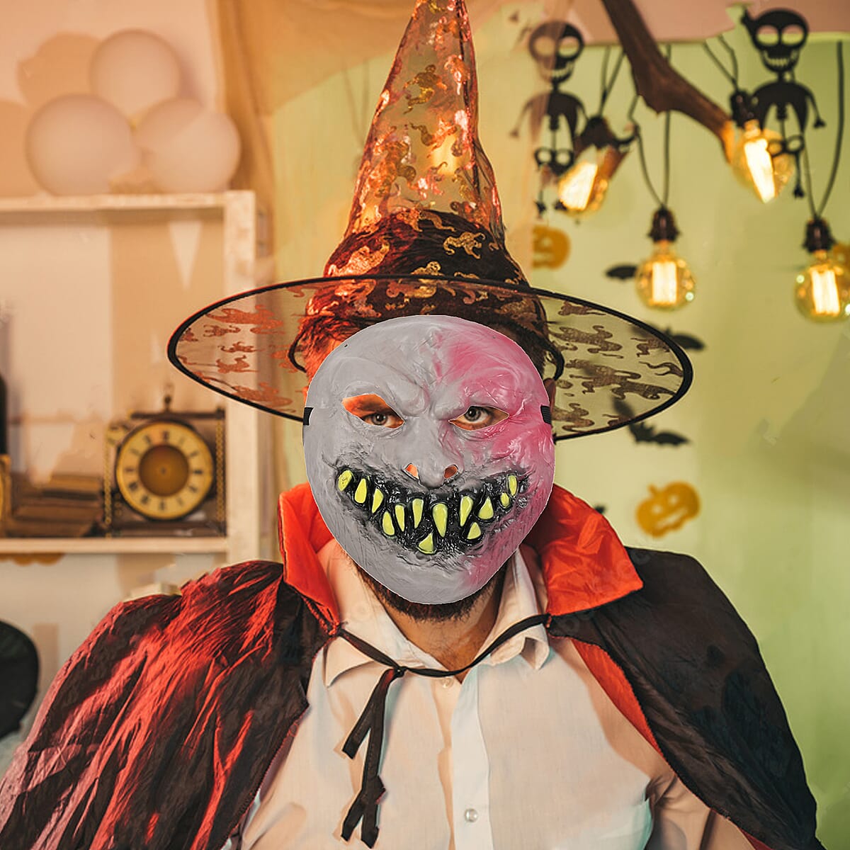 Halloween- Scary Rubber Joker Mask w/ Tie on Cord , Halloween Mask , Horror Mask , Scary Halloween Mask image number 1