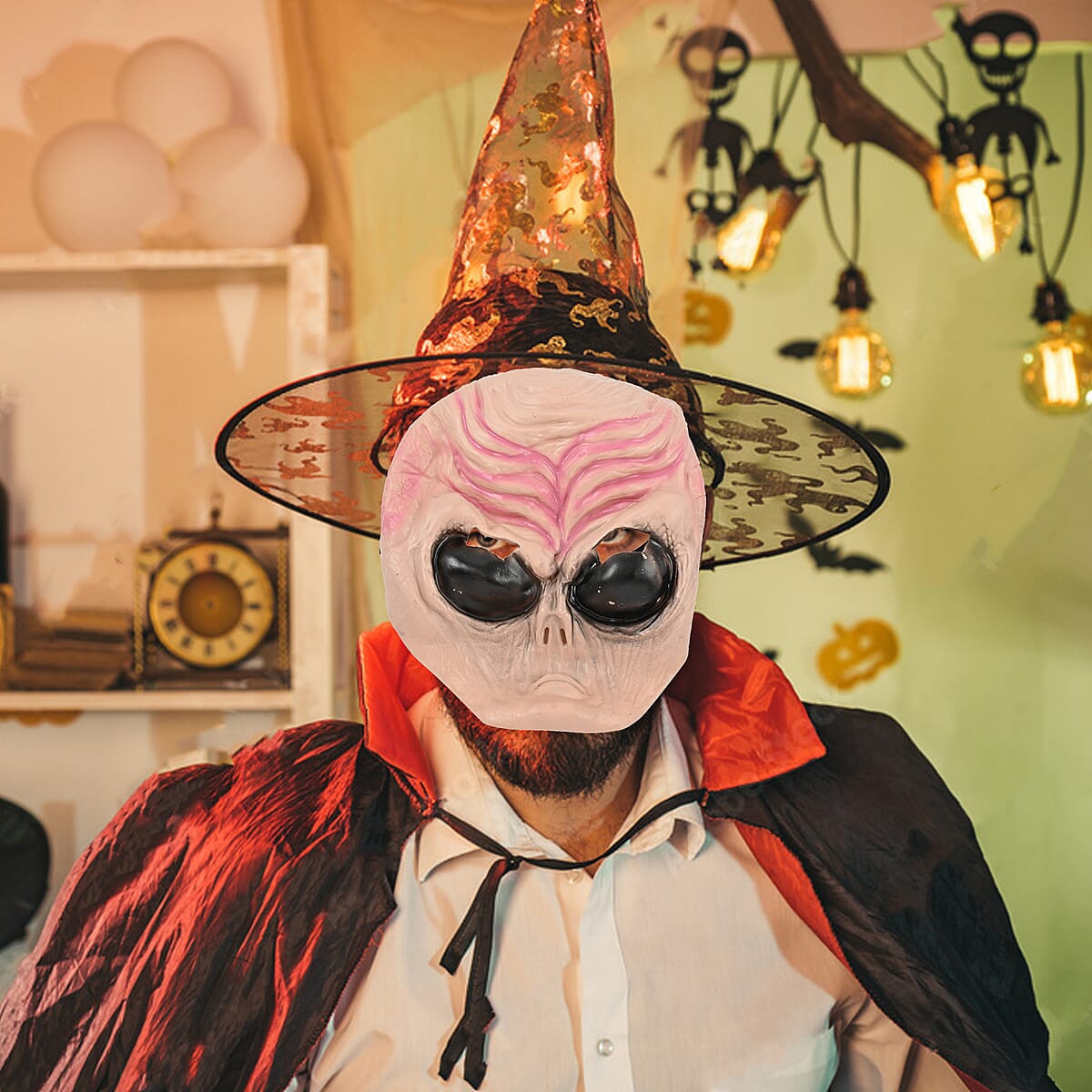 Halloween- Scary Rubber Alien Mask w/ Tie on Cord | Halloween Mask | Horror Mask | Scary Halloween Mask image number 1