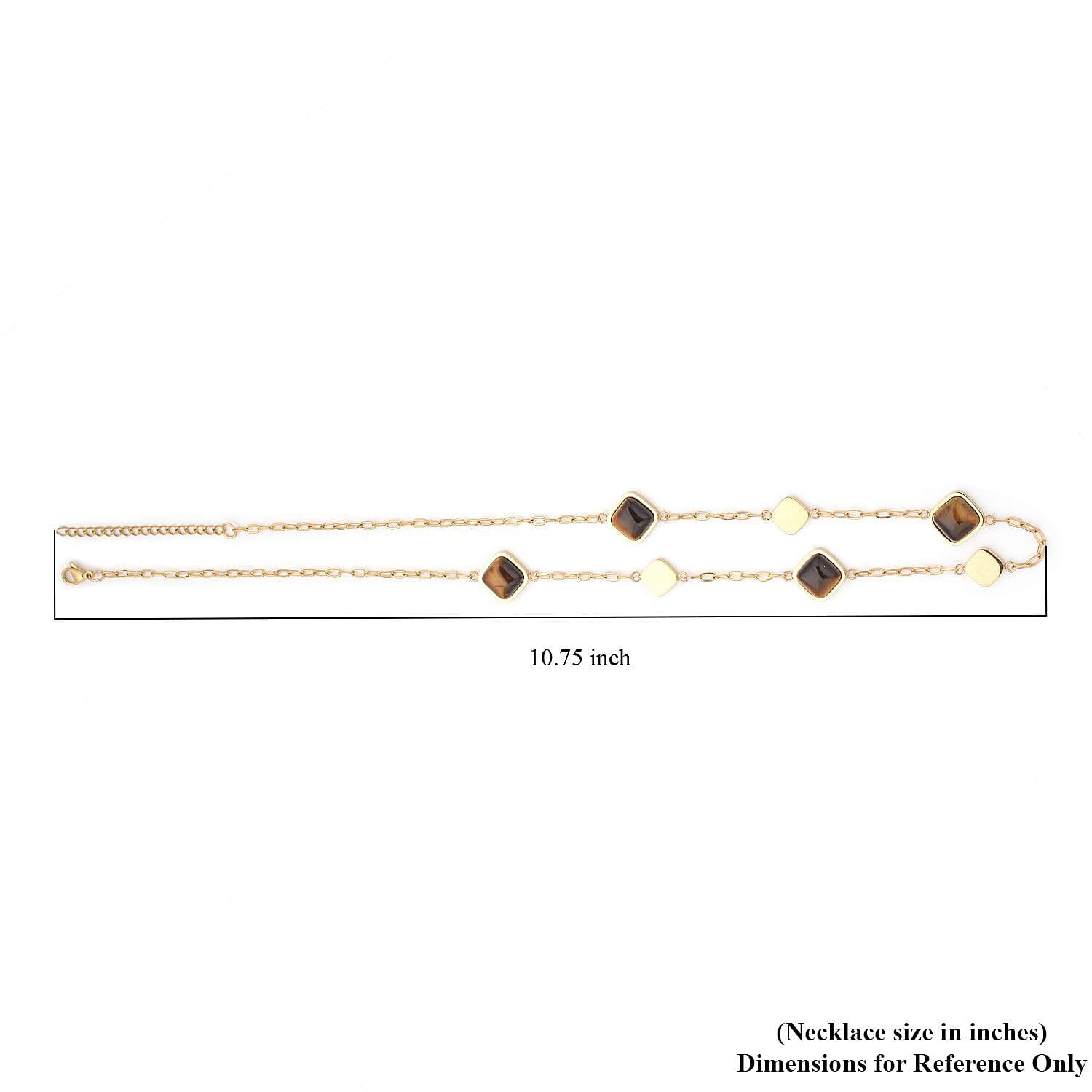 Lapis Lazuli Paper Clip Chain Station Necklace 20-22 Inches in Stainless Steel 32.00 ctw