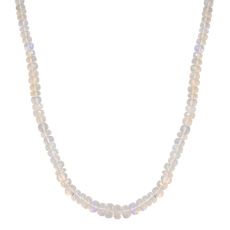 Ethiopian Welo Opal Beaded Necklace 18 Inches in Platinum Over Sterling Silver 67.25 ctw