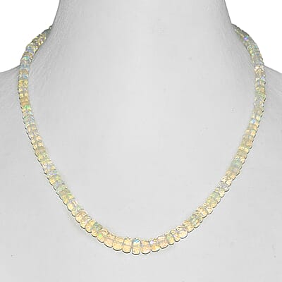 Ethiopian Welo Opal Beaded Necklace 18 Inches in Platinum Over Sterling Silver 67.25 ctw