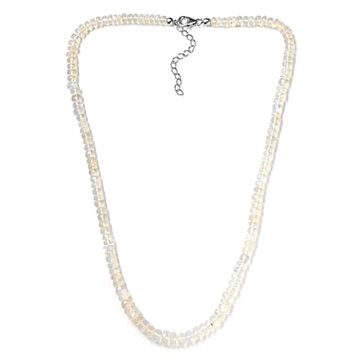 Ethiopian Welo Opal Beaded Necklace 18 Inches in Platinum Over Sterling Silver 67.25 ctw
