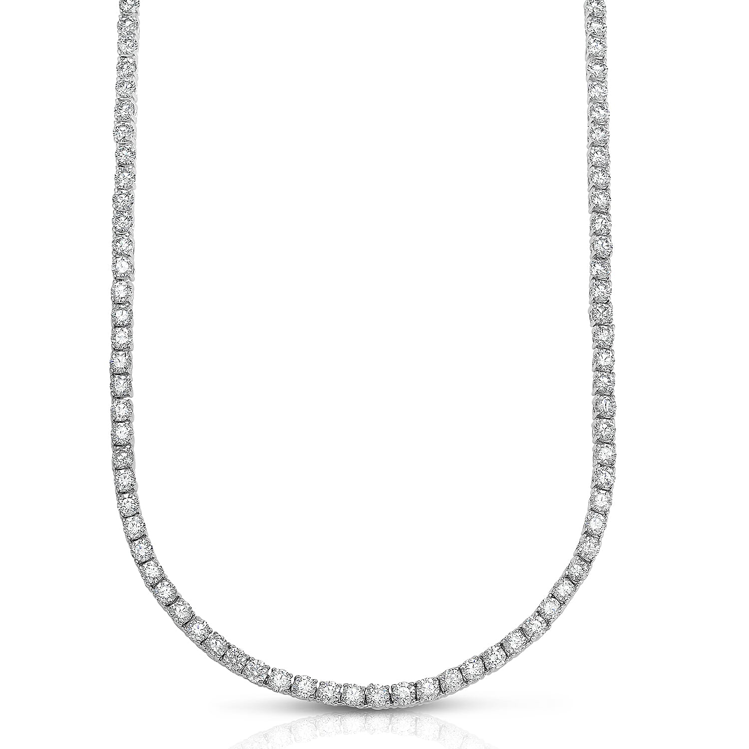 Simulated Diamond 28.25 ctw Necklace in Silvertone 18 Inches